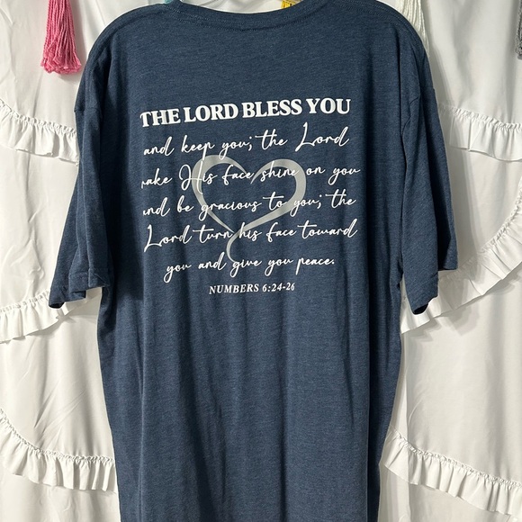 4/$20 Blue & White Christian Short Sleeve Tee - Picture 1 of 4